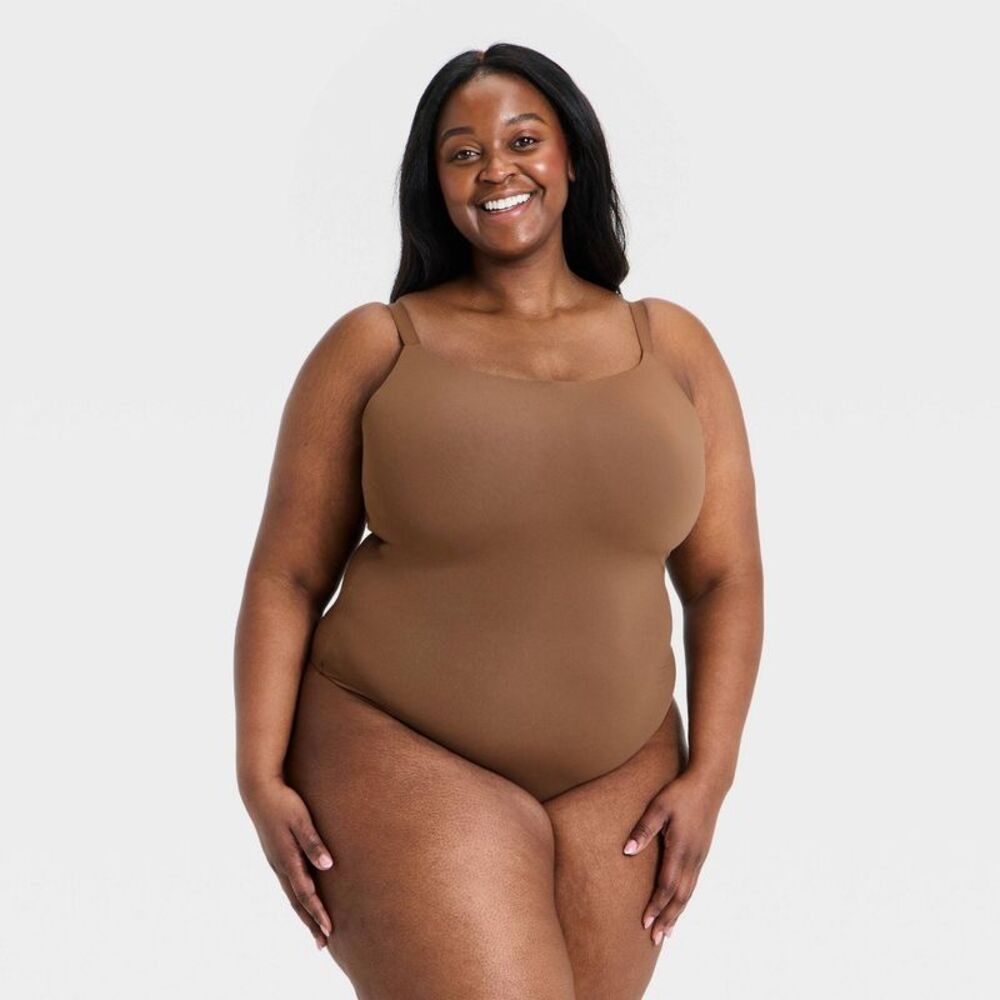 Women's Luxe Stretch Lightly Lined Cami Bodysuit - Auden Golden Brown XXL